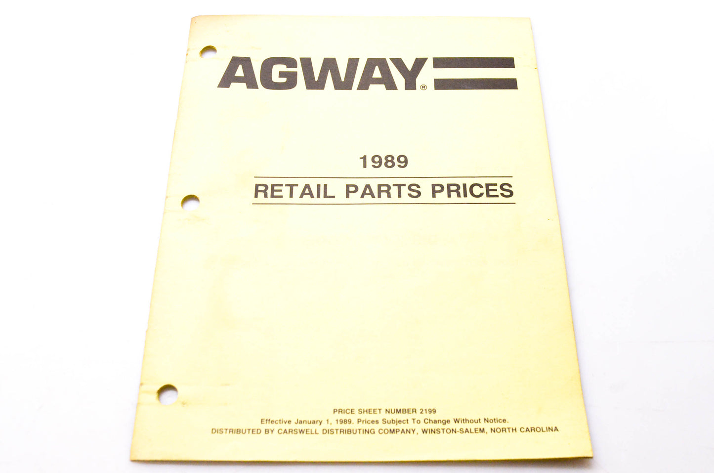 Carswell Distributing Company CIMA 12/88 Agway 1989 Retail Parts Prices