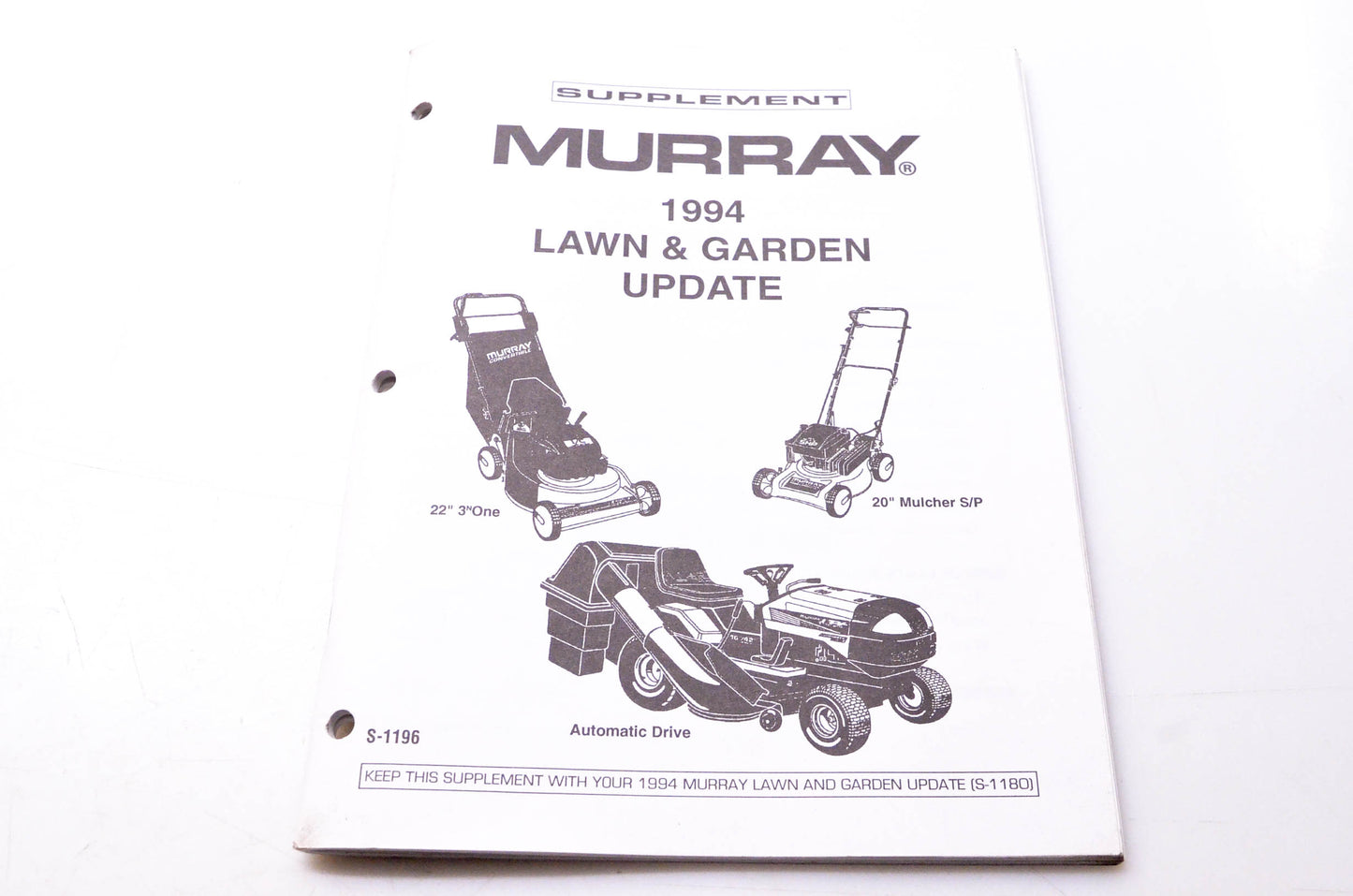 Murray S-1196 1994 Lawn & Garden Update Supplement