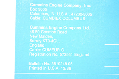 Cummins 3810248-05, 573951 Operation & Maintenance Manual C Series Manual