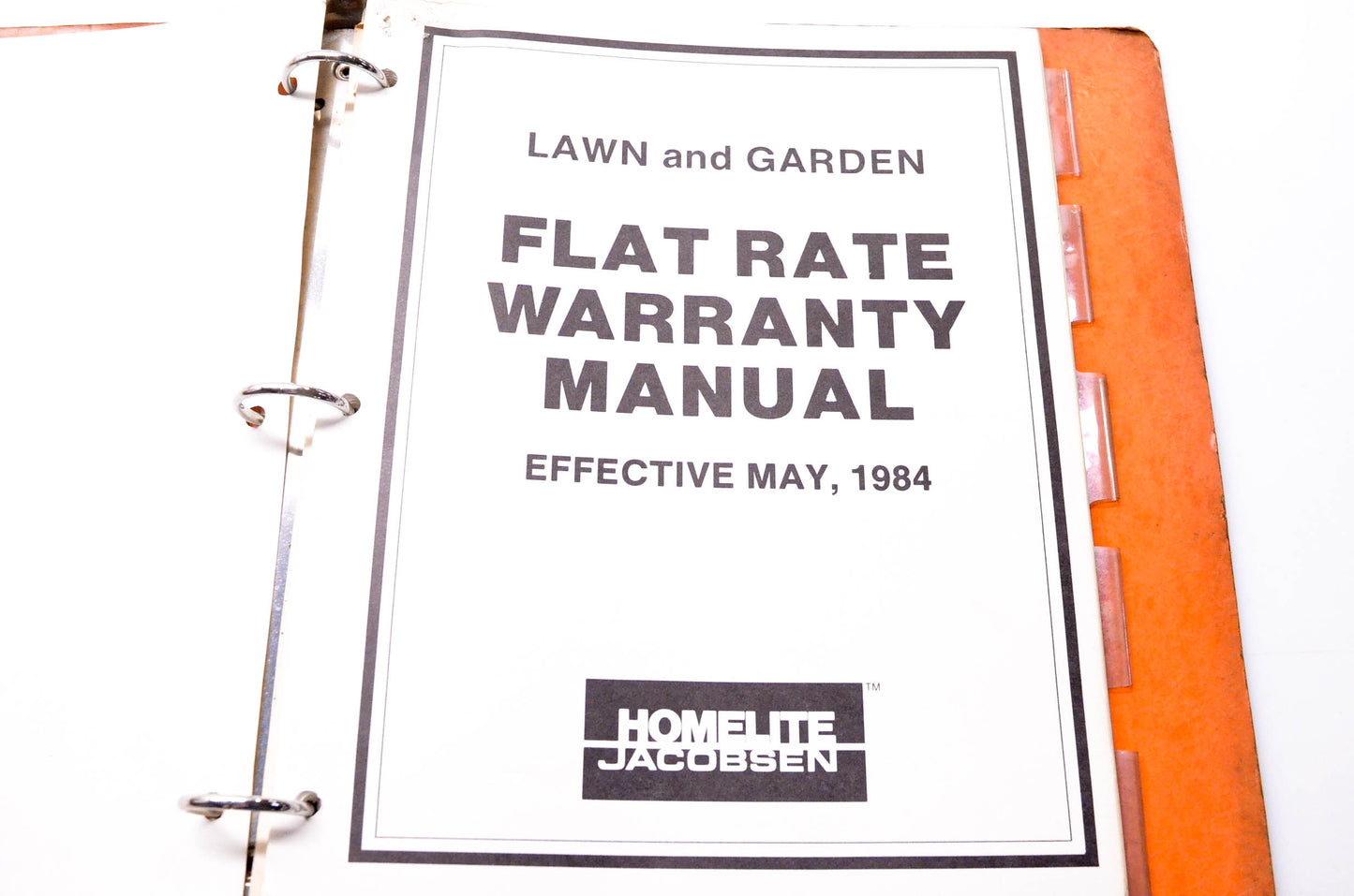 Homelite Textron ST-3091 Lawn & garden Flat Rate Warranty Manual Effective May 1984 NOS