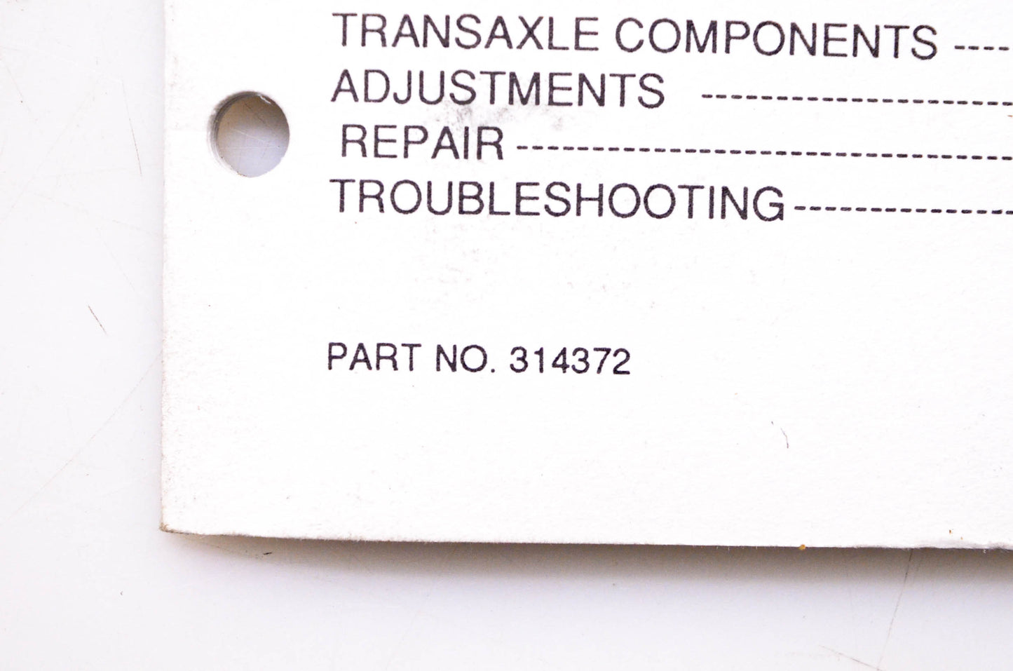 Noma 314372 Shop Manual Agri-Fab Transaxle & Sundstrand-Sauer Hydrostatic Transmission
