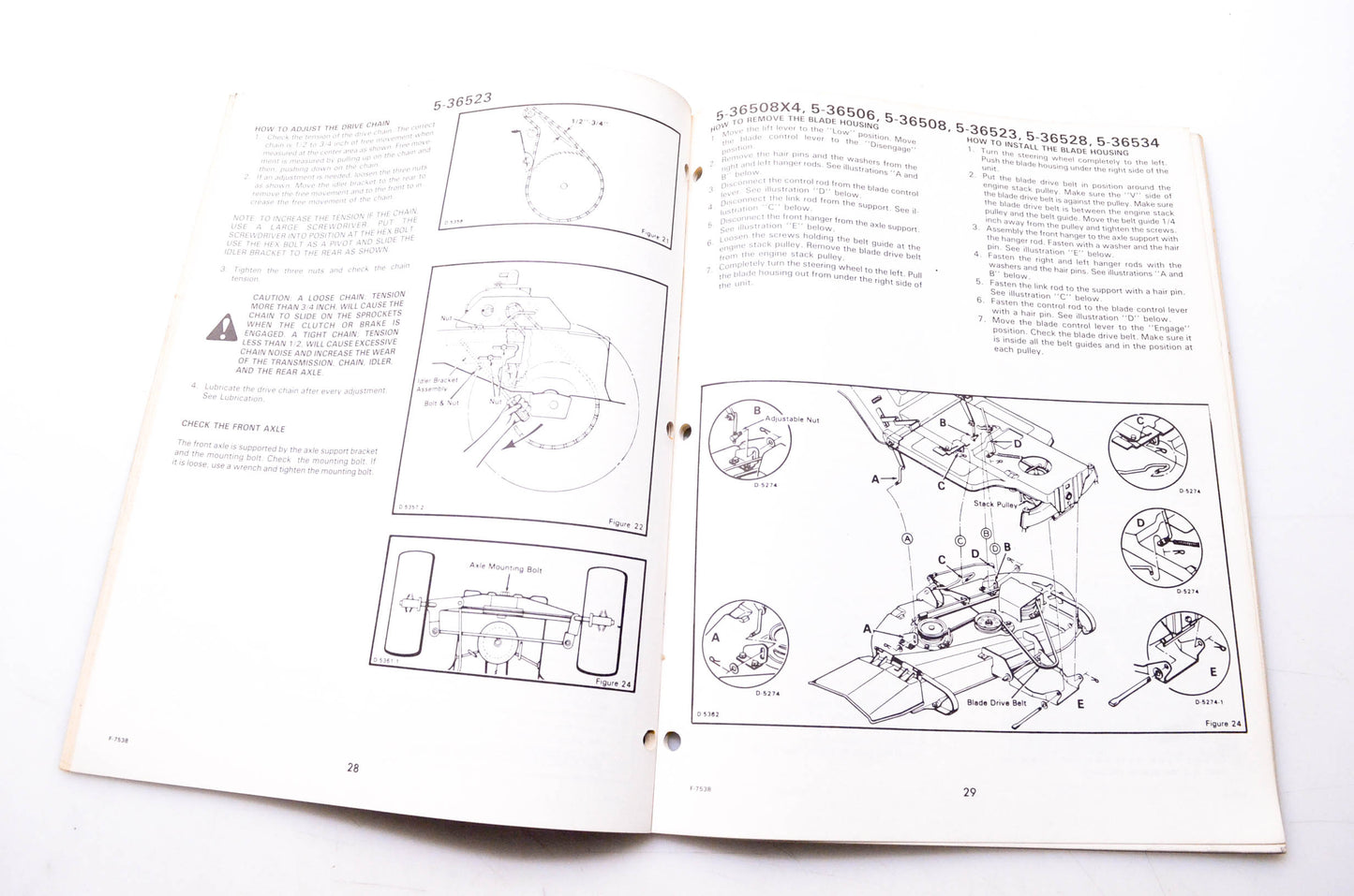 Murray F-7538 Supplement Service Section 1985 Models