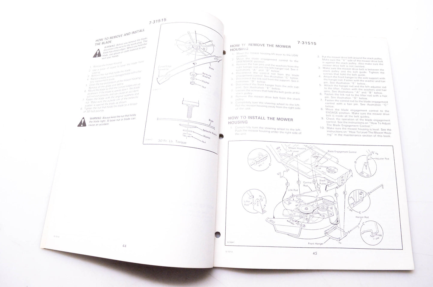 Murray S-1014 Supplement Service Information 1987 Murray Models