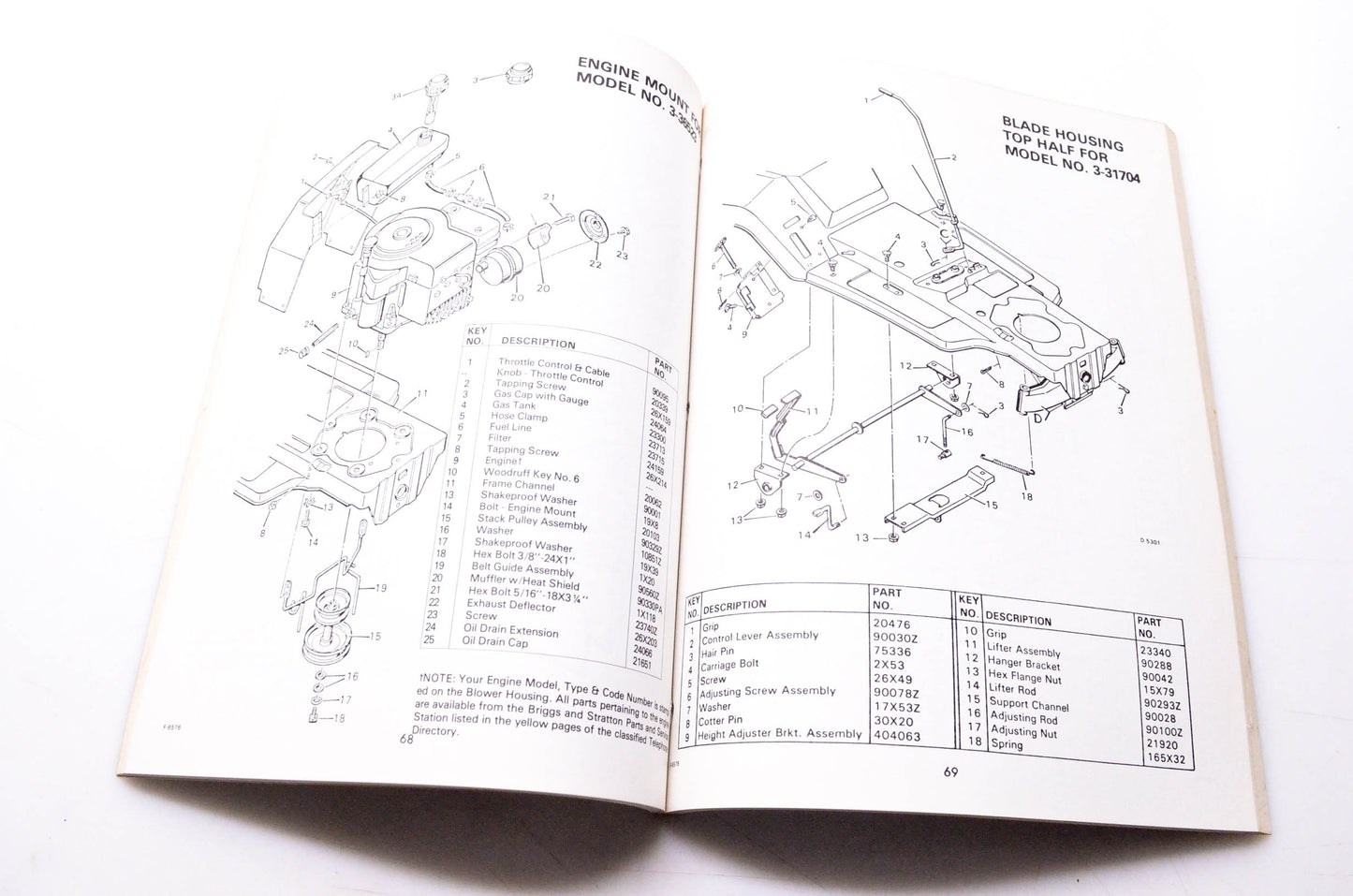 Murray F-6576 Lawn & Garden 1983 Genuine-Engineered Service Parts