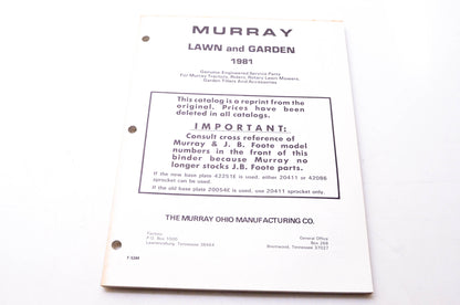 Murray F-5344 Lawn & Garden 1981 Genuine-Engineered Service Parts