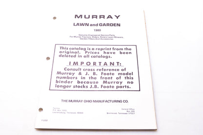 Murray F-5151 Lawn & Garden 1980 Genuine-Engineered Service Parts