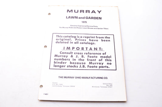Murray F-4831 Lawn & Garden 1979 Genuine-Engineered Service Parts