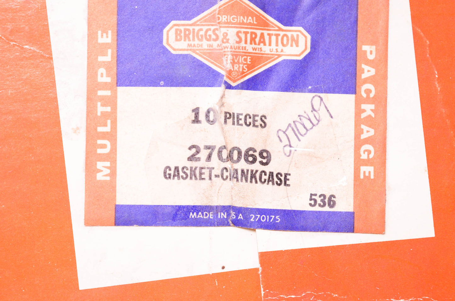 New OEM Briggs & Stratton 270069 Crankcase Gaskets Qty 2 NOS