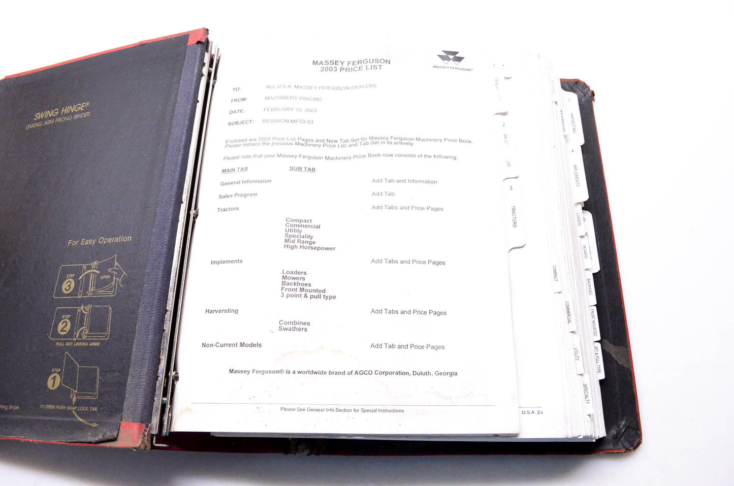 Massey-Ferguson MF03-03 2003 Price List