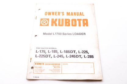 Kubota F-1583-9-78 Owner's Manual Model L1700 Series Loader