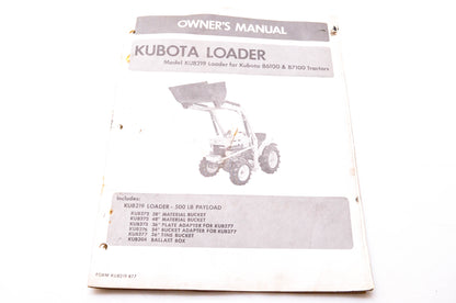 Kubota KU219 877 Owner's Manual Loader