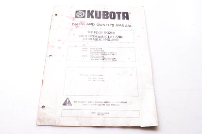 Kubota KUM314-315 779, 31011 Parts & Owner's Manual Six Foot Dozer