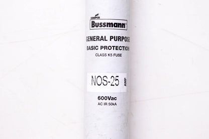 Bussmann NOS-25, ND87-85 General Purpose Basic Protection Class K5 Fuse NOS