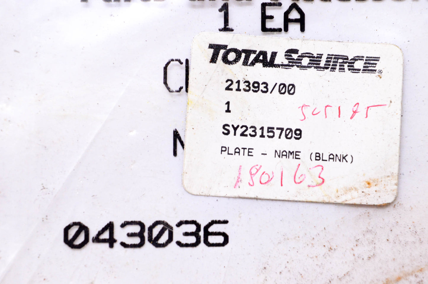 Total Source 2315709, 043036 Name Plate NOS