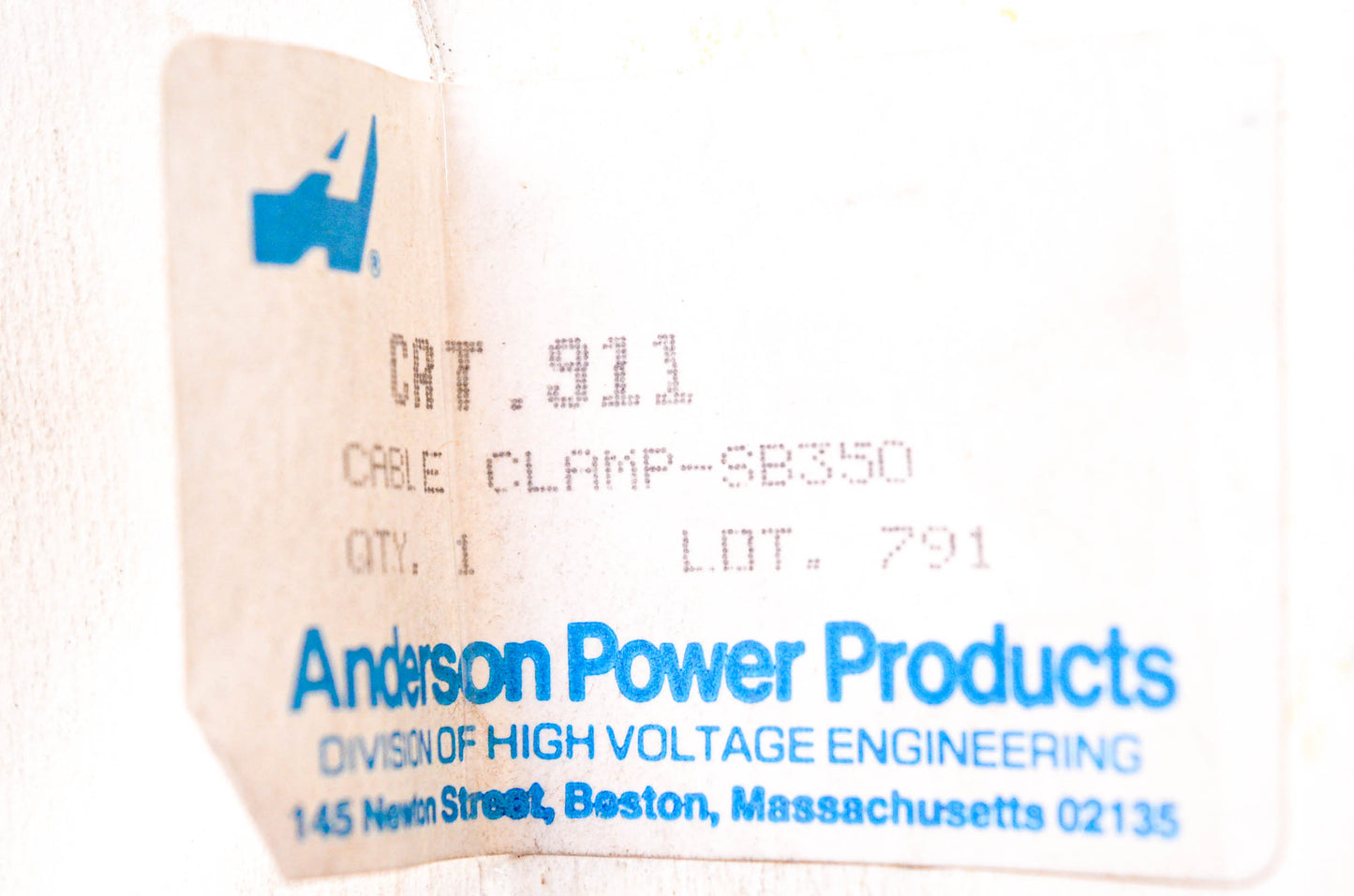 Anderson Power Products SB350, 911 Cable Clamp NOS