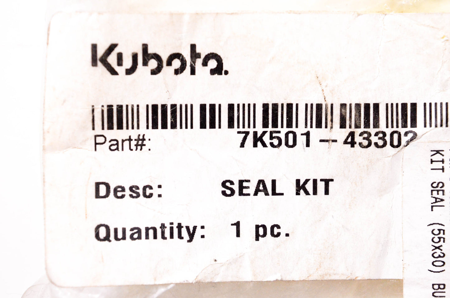 Kubota 7K501-43302 Seal Kit 55x32 NOS