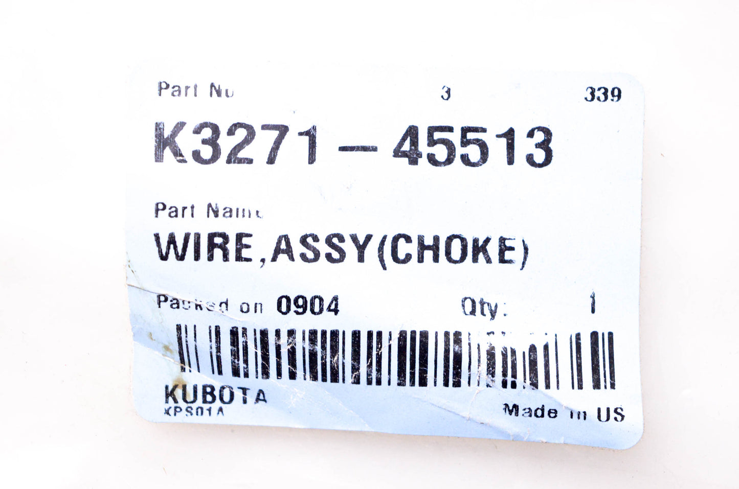 Kubota K3271-45513 Choke Wire Assembly NOS