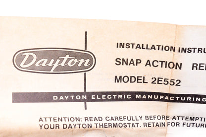 Dayton 2E552 Snap Action Remote Bulb Thermostat NOS