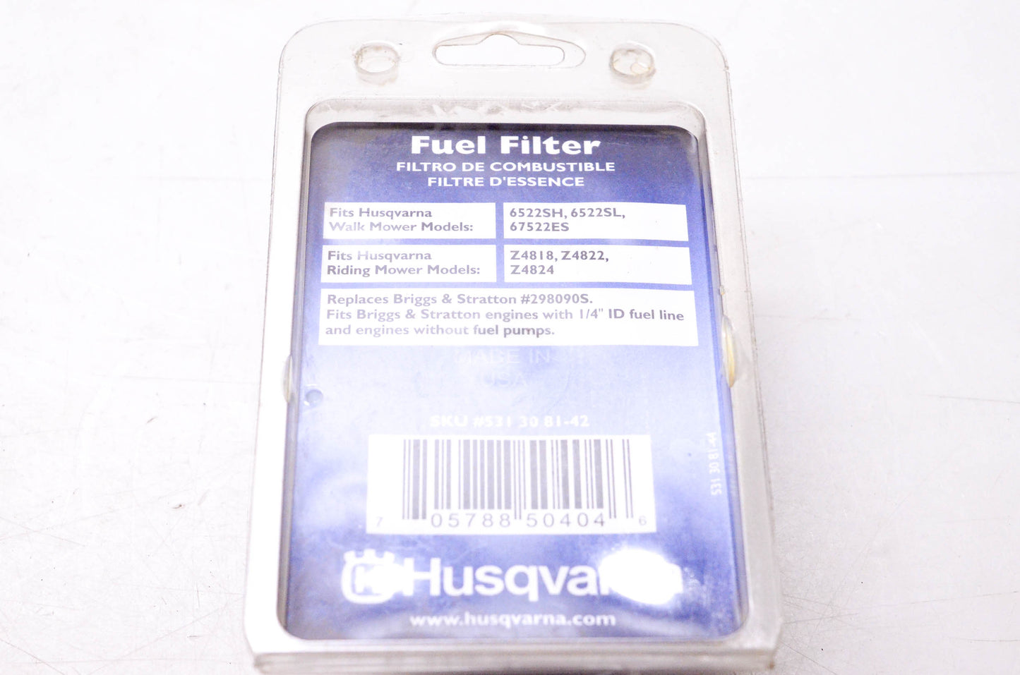 New OEM Husqvarna 531308142, 298090S Fuel Filter NOS