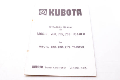 Kubota March '76 Operator's Manual for Model 700 702 703 Loader