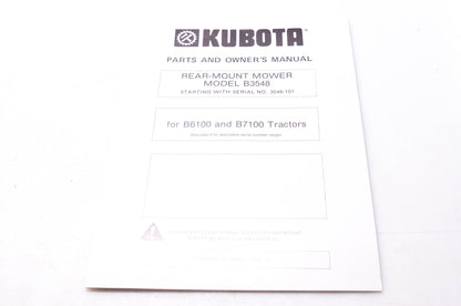 Kubota 551-14006 Parts & Owner's Manual Rear-Mount Mower Model B3548