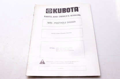Kubota K12-443-1079 Parts & Owner's Manual M70 Posthole Digger