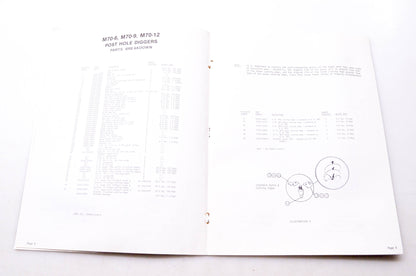 Kubota K12-443-1079 Parts & Owner's Manual M70 Posthole Digger