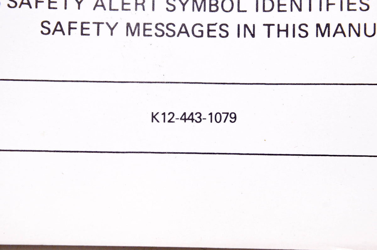Kubota K12-443-1079 Parts & Owner's Manual M70 Posthole Digger