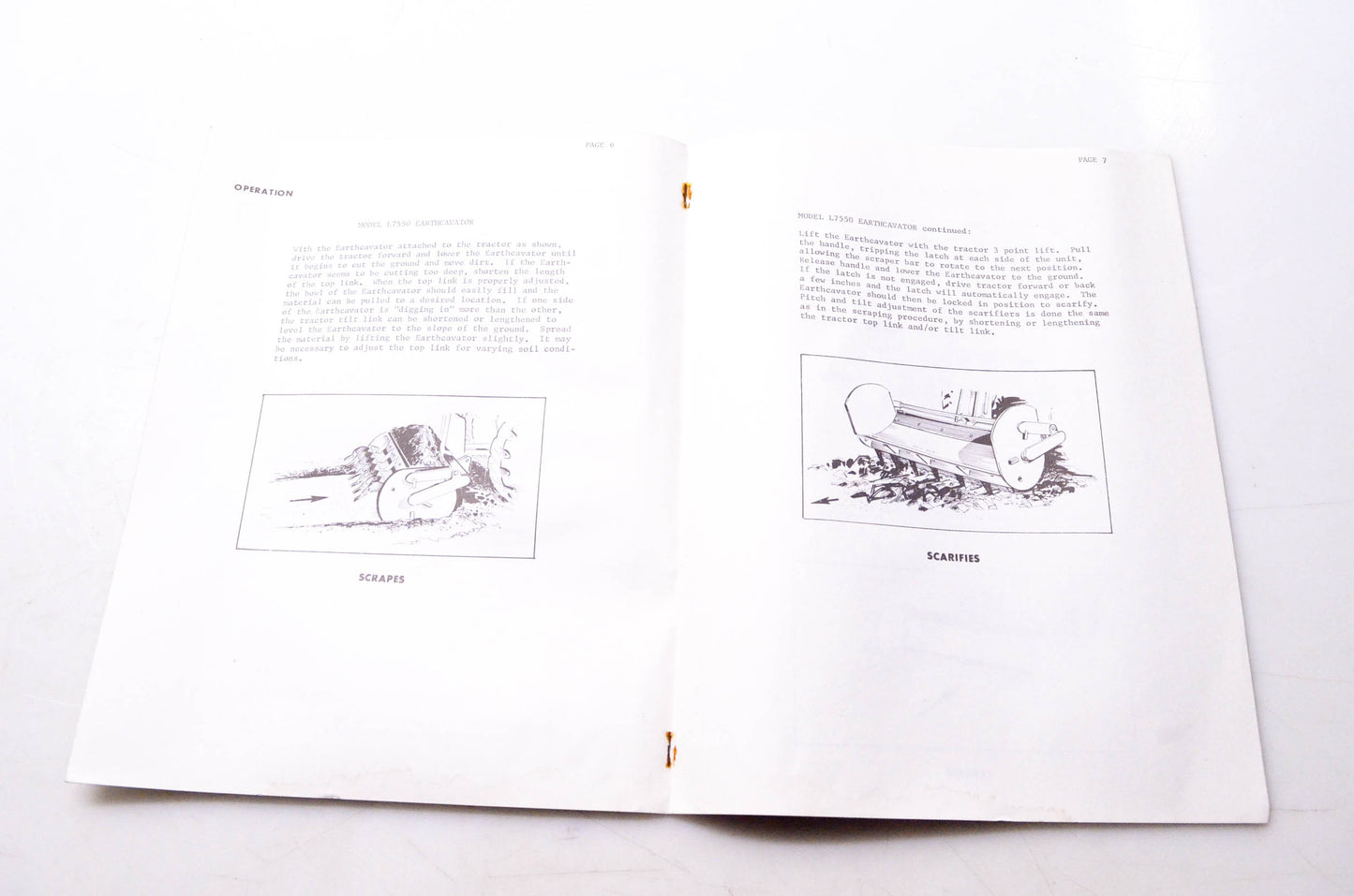 Kubota 2G-184 Parts & Owner's Manual Earthcavator Model L7550