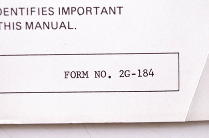 Kubota 2G-184 Parts & Owner's Manual Earthcavator Model L7550
