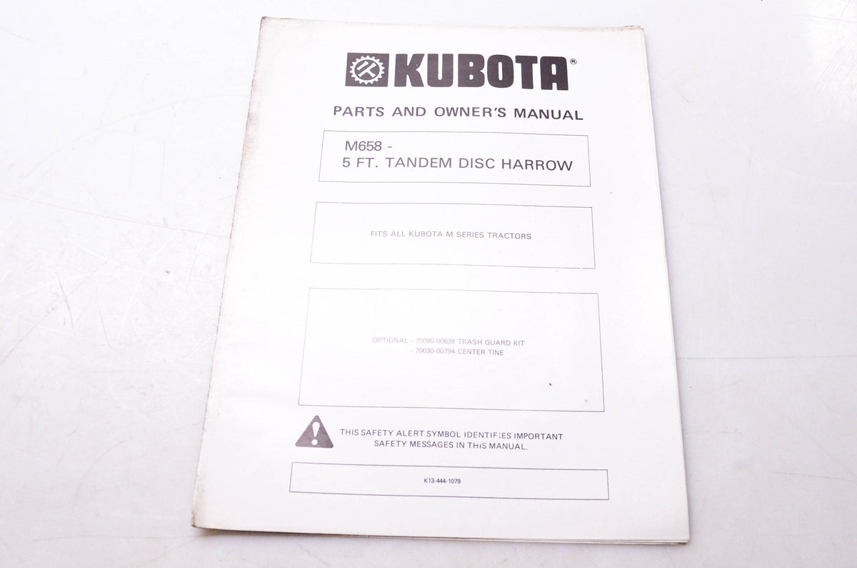 Kubota K13-444-1079 Parts & Owner's Manual M658 5ft Tandem Disc Harrow