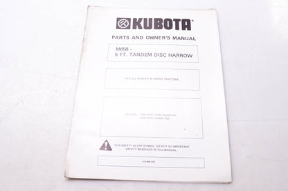 Kubota K13-444-1079 Parts & Owner's Manual M658 5ft Tandem Disc Harrow