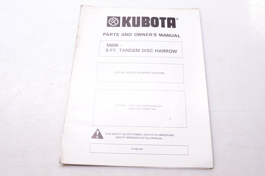 Kubota K13-444-1079 Parts & Owner's Manual M658 5ft Tandem Disc Harrow