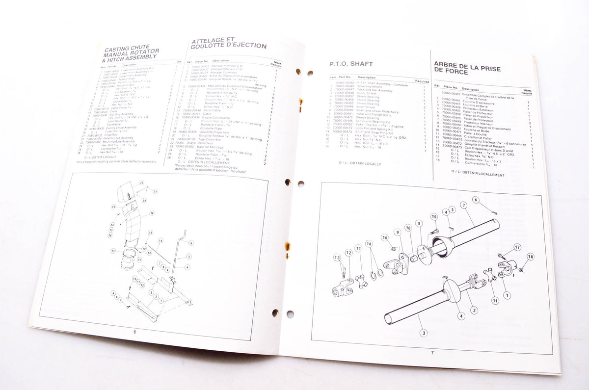 Kubota RSP 7920 K Parts & Owner's Manual Rotary Snow Plow Models L-221 & l-321