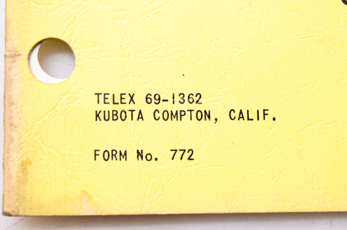 Kubota 772 Model K Owner's Manual & Parts List for Tractors 12-28