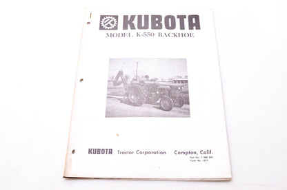 Kubota 7 084 551, 1011 Model K-550 Backhoe