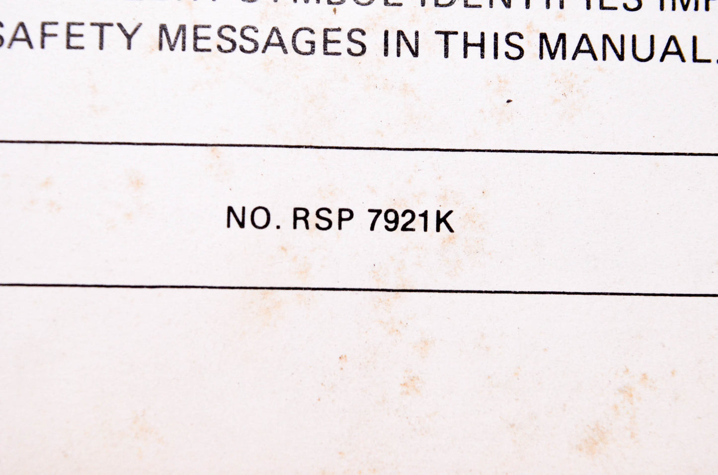 Kubota RSP 7921K Parts & Owner's Manual Rotary Snow Plow Model B222A