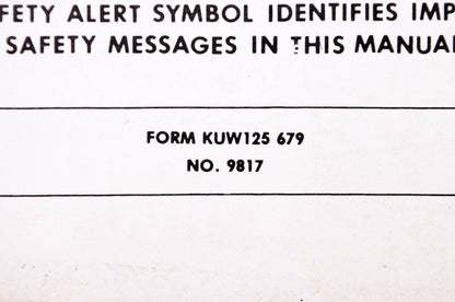 Kubota 9817, KUW125 679 Parts & Owner's Manual L4510 Backhoe & L720 Backhoe