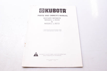 Kubota 70000-00204, 8084675 Parts & Owner's Manual Rotary Mower Model L-3559 & L-3572