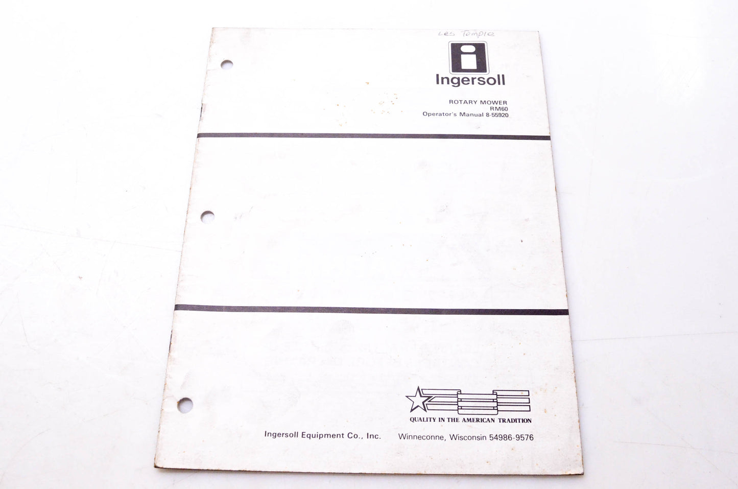 Ingersoll 8-55920 Rotary Mower RM60 Operator's Manual
