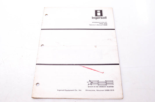 Ingersoll 8-56380 Hydraulic PTO Kit HP30 HP40 Operator's Manual
