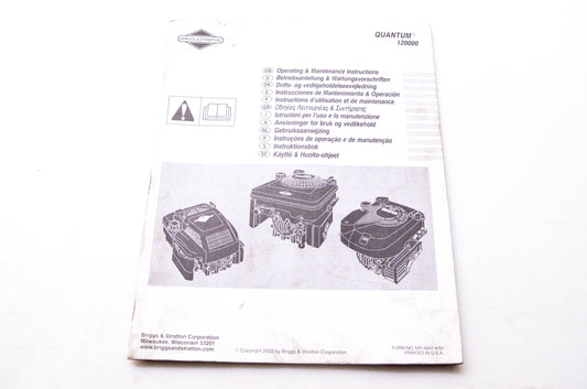 OEM Briggs & Stratton MS-6847 Quantum 120000 Operating & Maintenance Instructions
