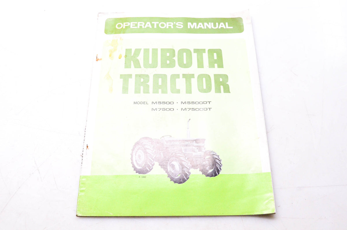 Kubota 35580-9971-2 Operator's Manual Kubota Tractor Model M5500 M5500DT M7500 M7500DT