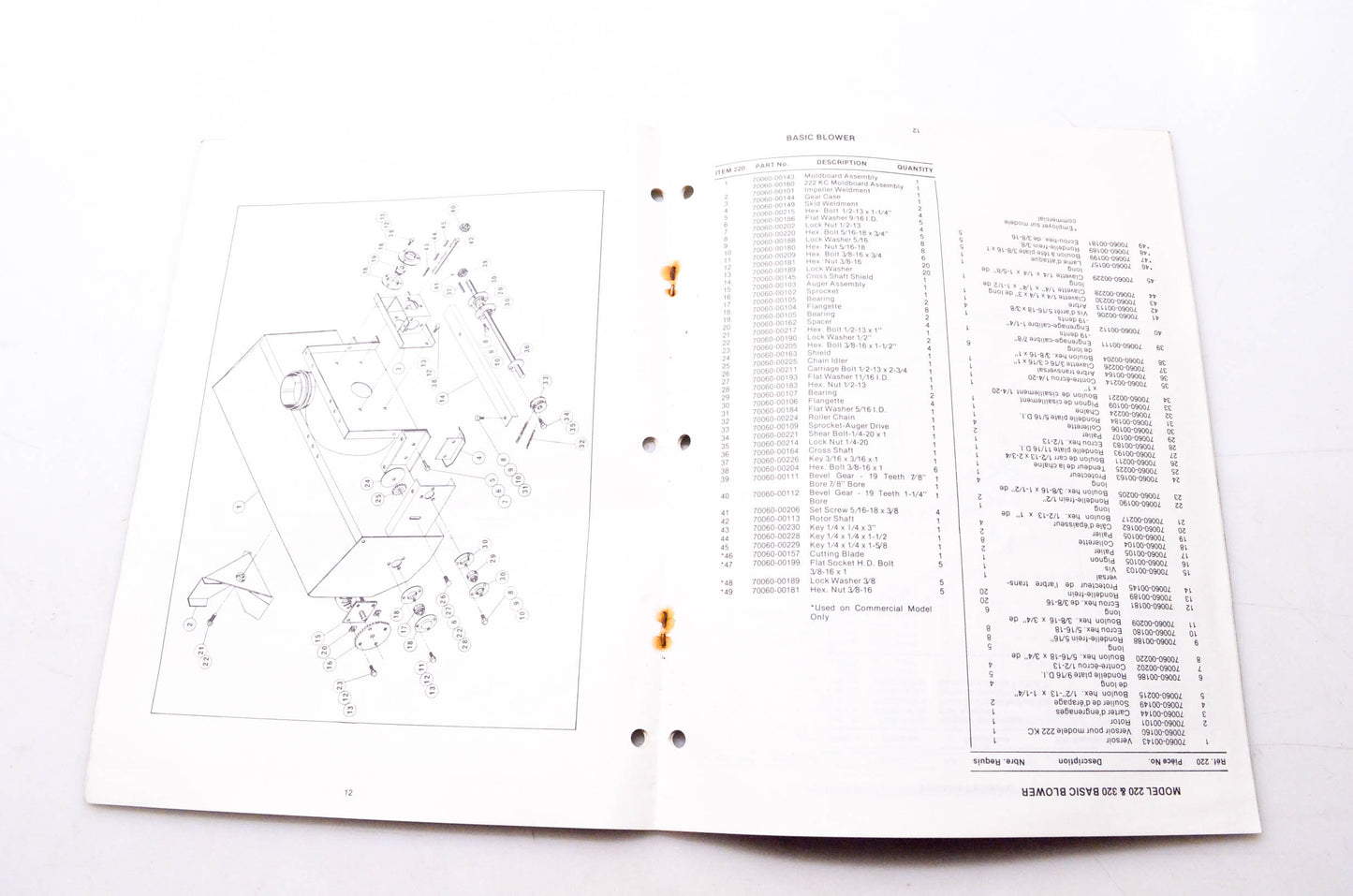 Kubota RSP 7821K Operator's Manual & Parts List Rotary Snow Plow Model B-222
