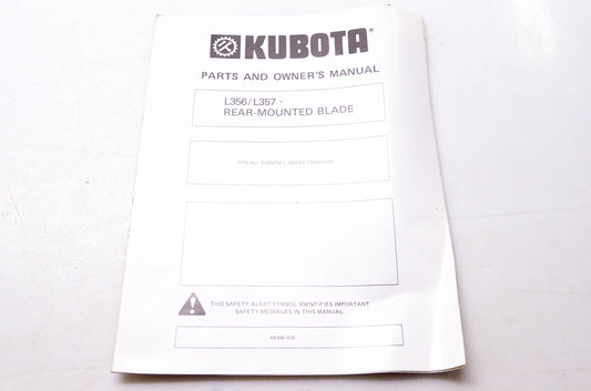 Kubota K8-439-1079 Parts & Owner's Manual L356 L357 Rear-Mounted Blade