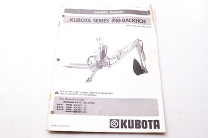 Kubota KUW200 378 Owner's Manual Kubota Series 710 Backhoe