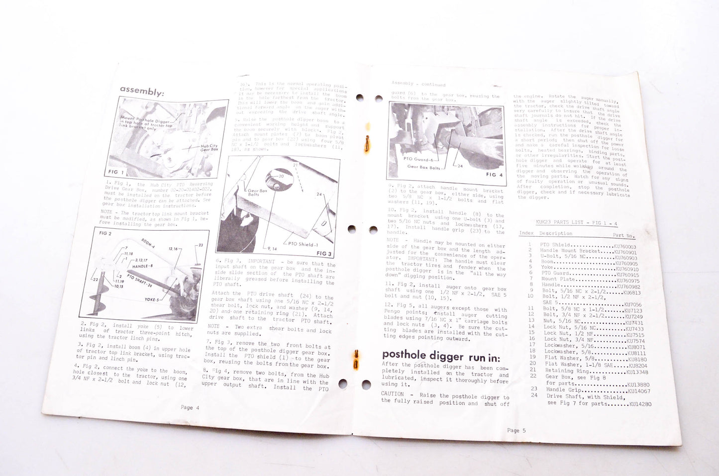 Kubota KUK23 676 Owner's Manual Kubota Posthole Digger