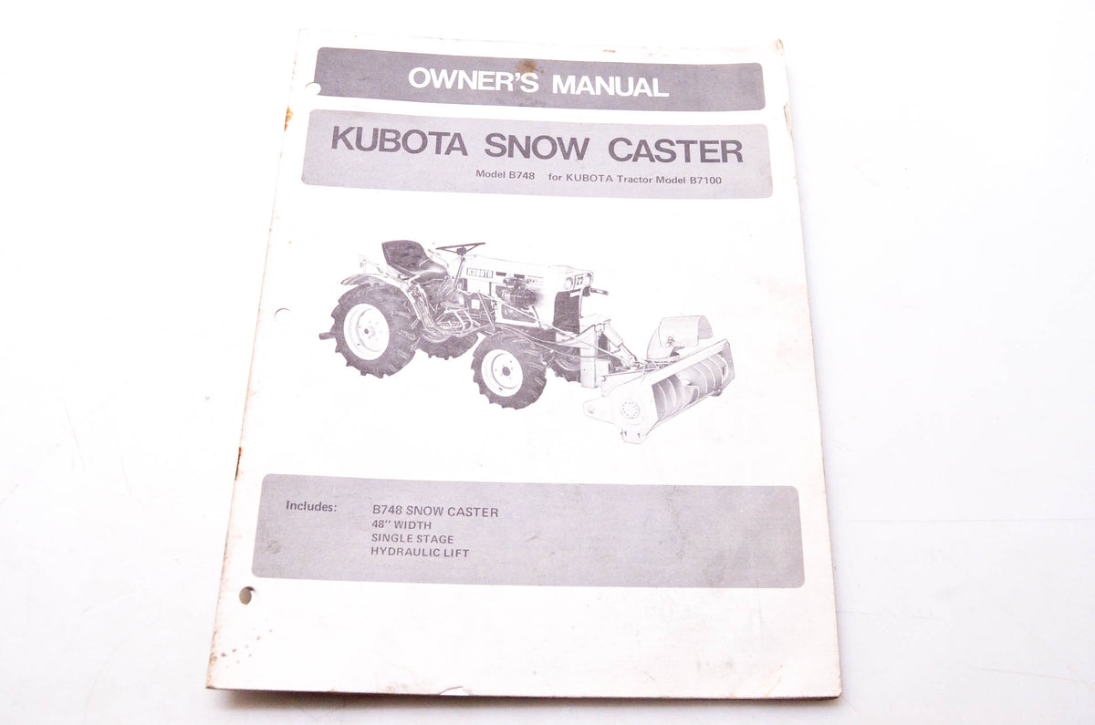Kubota 9-77-SL-750, KU021 Owner's Manual Kubota Snow Caster Model B748