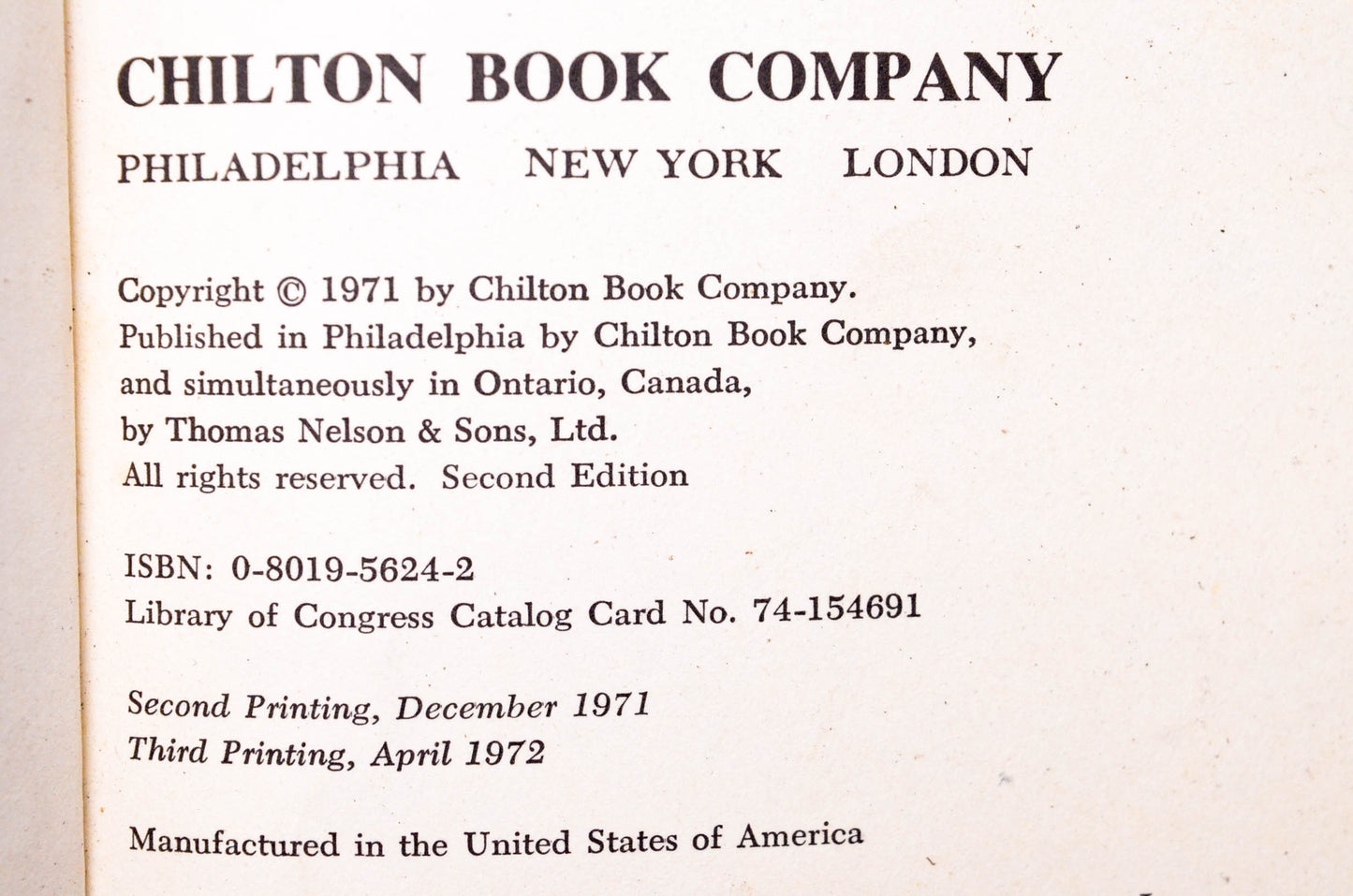 Chilton 0-8019-5624-2, 74-154691 Repair & Tune-Up Guide Volkswagen All Models Including Super Beetle 1949-1971
