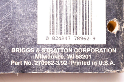 OEM Briggs & Stratton 270962 Service & Repair Instructions For Single Cylinder 4-Cycle Engines